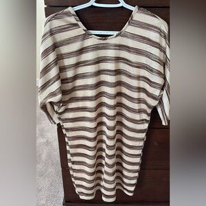 Striped Cream and Brown Knit Top